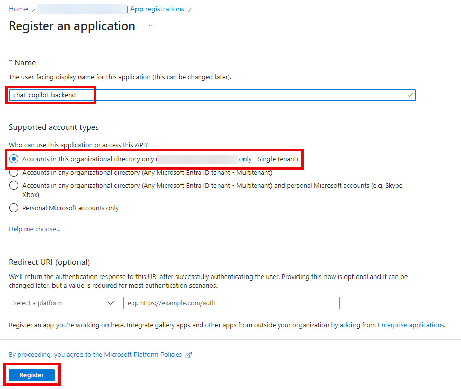 back end registration