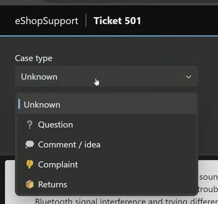 Case Type Dropdown