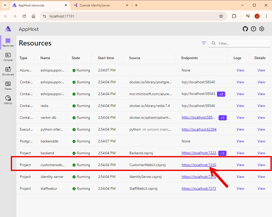 Aspire Dashboard